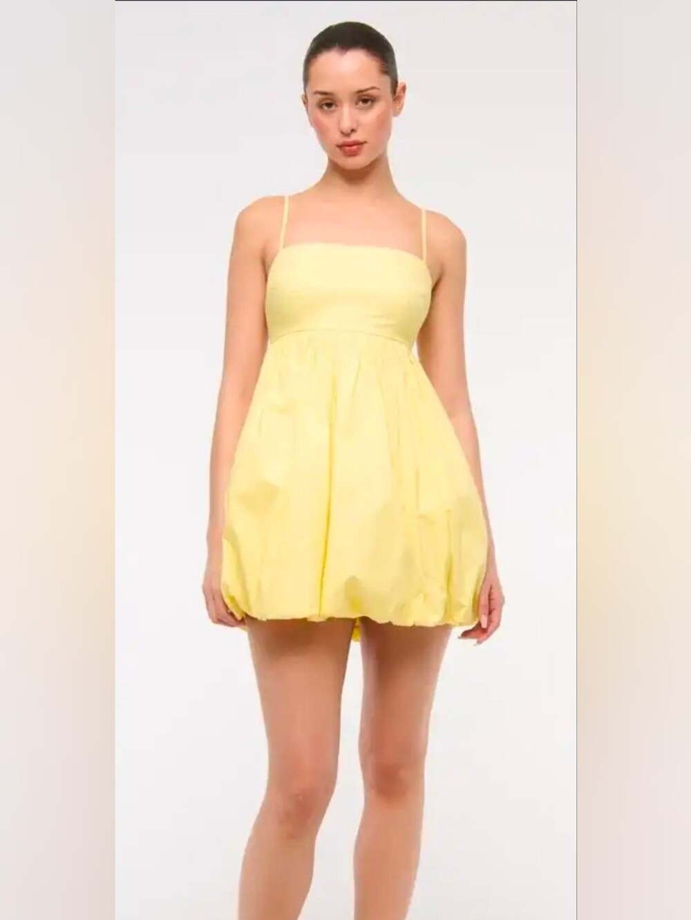 Abercrombie Babydoll Bubble Hem Mini Dress Pastel Yellow S Petite